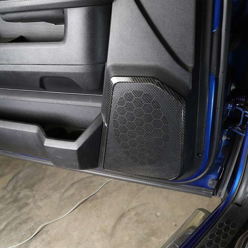 Interior Door Speaker Trim Cover Frame ABS Accessories for Ram 1500 2010-2017 (Carbon Fiber)
