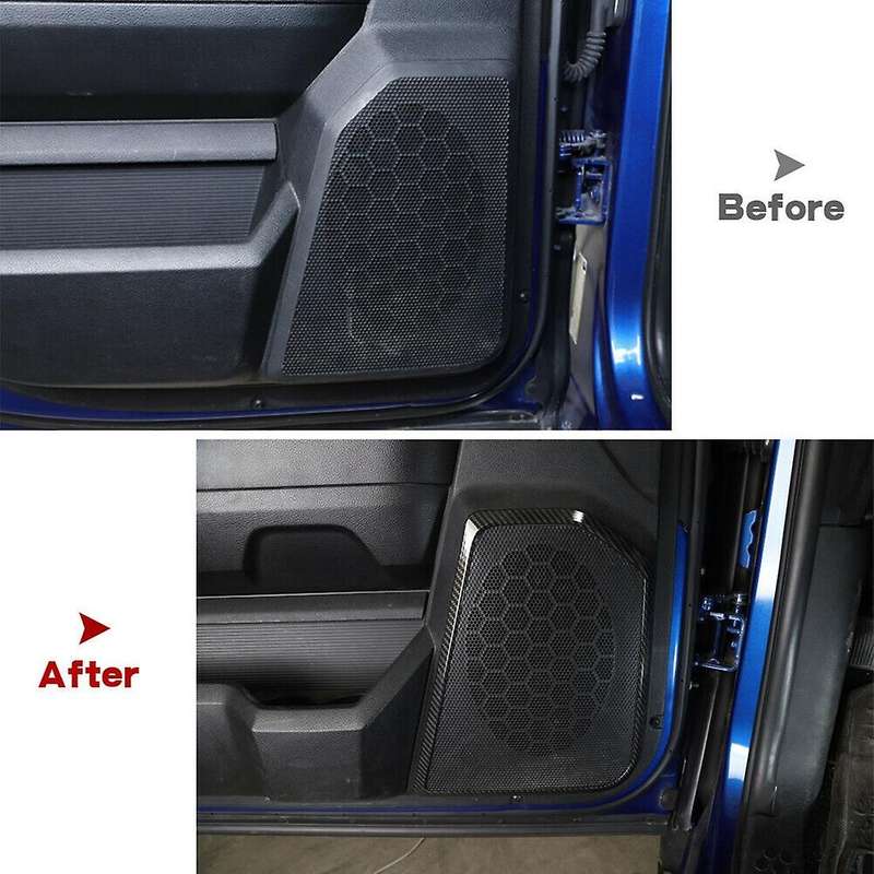 Interior Door Speaker Trim Cover Frame ABS Accessories for Ram 1500 2010-2017 (Carbon Fiber)