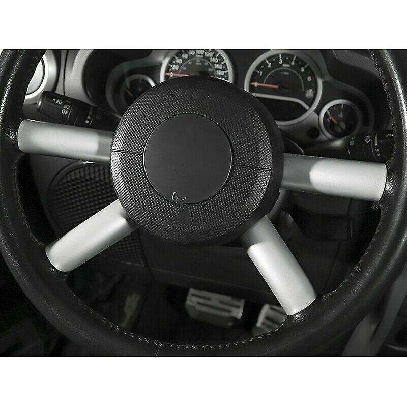 Interior Steering Wheel Cover Trim Decor for JK 2007-2010 Silver