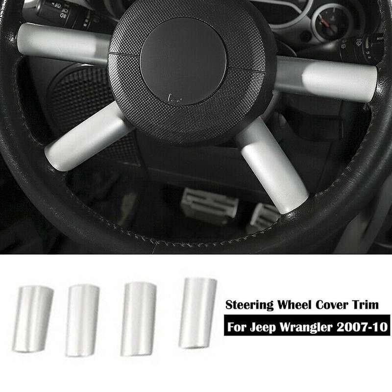 Interior Steering Wheel Cover Trim Decor for JK 2007-2010 Silver
