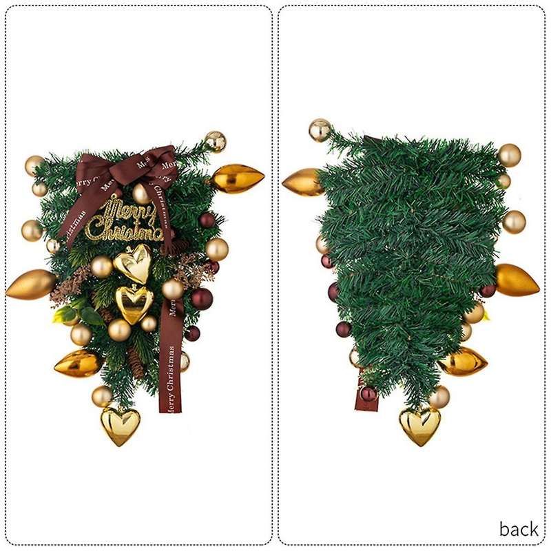 Inverted Tree Door Hanging Christmas Love Golden Balls Inverted Tree Wreath Patio Decoration