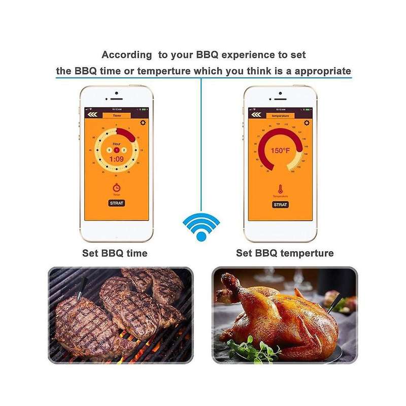 IP67 Waterproof Wireless Digital Meat Thermometer for Oven Grill Kitchen BBQ Smoker Cooking Food Th