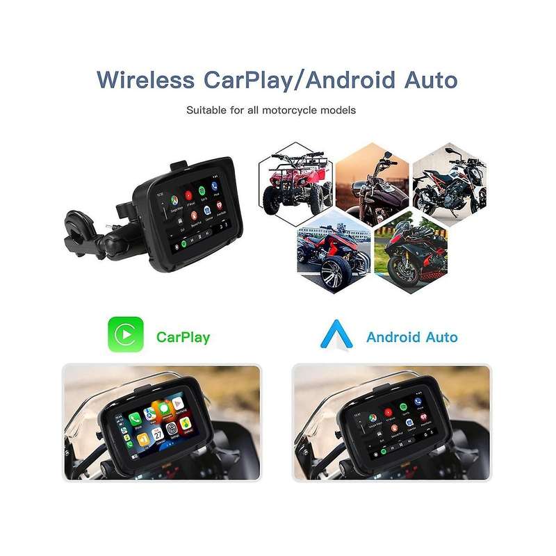 Ipx7 Motorcycle Waterproof Displa 5 Inch Motorcycle Wireless Carplay Android Auto Portable Navigati