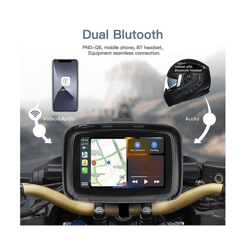 Ipx7 Motorcycle Waterproof Displa 5 Inch Motorcycle Wireless Carplay Android Auto Portable Navigati