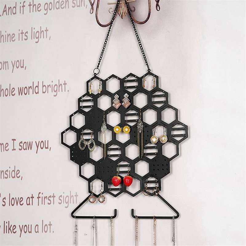 Iron Honeycomb Jewelry Rack Wall Hanging Rack Earrings Earrings Storage Earrings Jewelry Display Pro