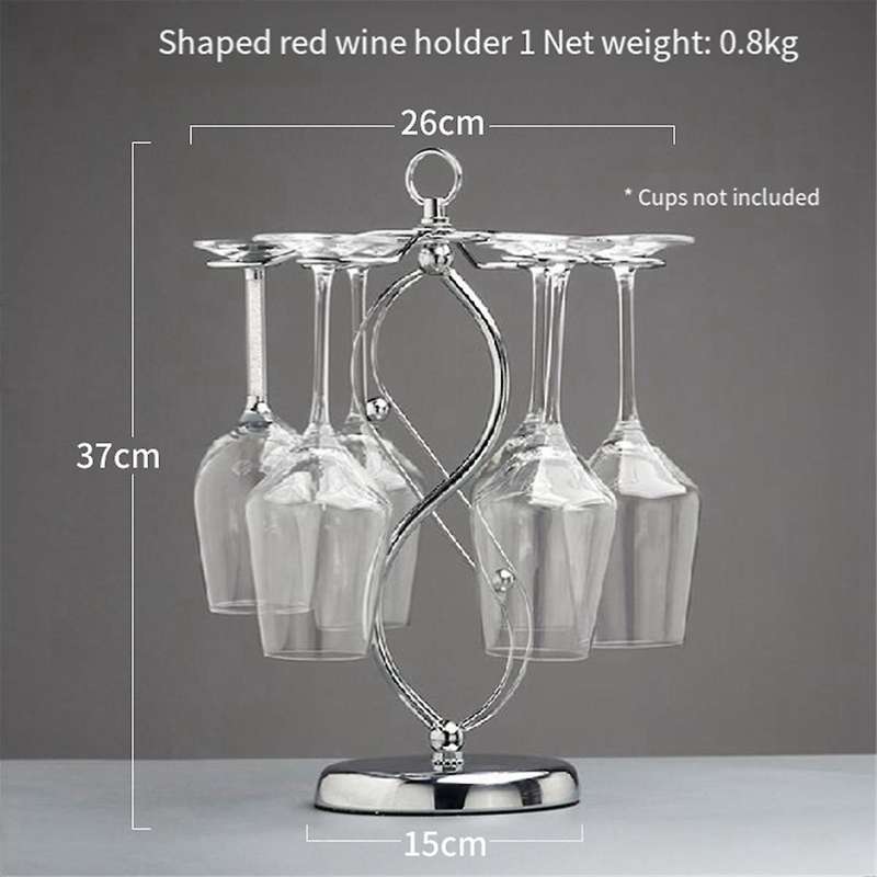 Iron Countertop Wine Glass Holder with Scrollwork Design, Freestanding Tabletop Stemware Storage Rac