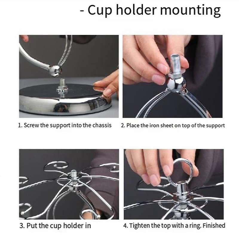 Iron Countertop Wine Glass Holder with Scrollwork Design, Freestanding Tabletop Stemware Storage Rac