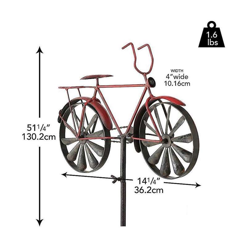 Iron Wind Spinner,51in H Bicycle Wind Spinners, Bike Stake Decoration, Outside Garden Decor for Pati