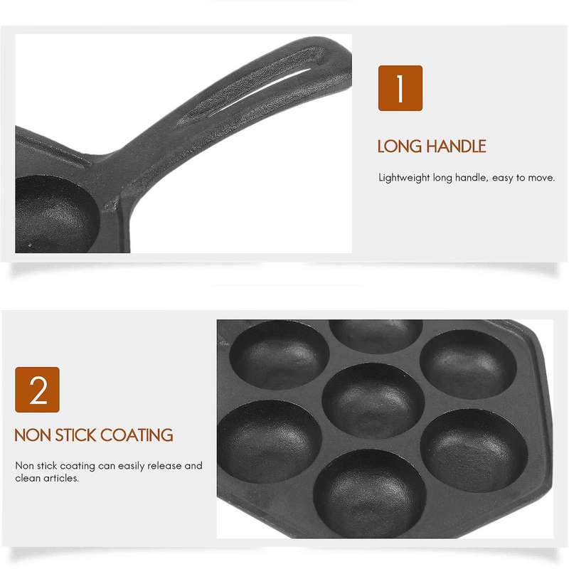 Iron Nonstick StuffedPancake ,Munk/Aebleskiver,House Iron Griddle for Various Spherical Food