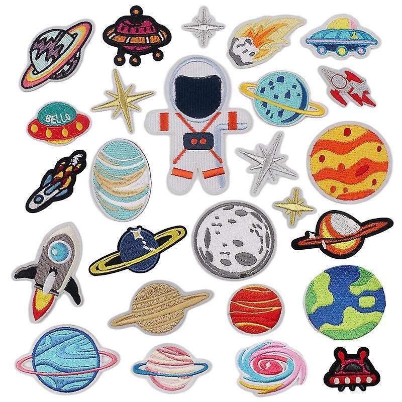 Iron on Patches 26Pcs Planet Astronaut DIY Sew Decoration Appliques Stickers for Clothing,Backpack,R