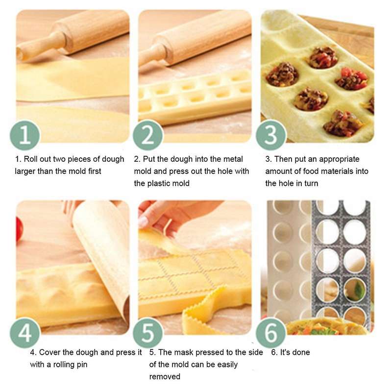 Italian Pasta Mold Ravioli Tray Plate Pin Square Edges Frame for Perfect Attachment and Shape Large