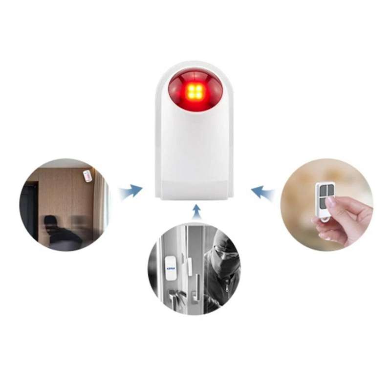 J008 110DB Indoor Outdoor Wireless Flashing Siren Strobe Light Sensor for Home Garge Alarm Security