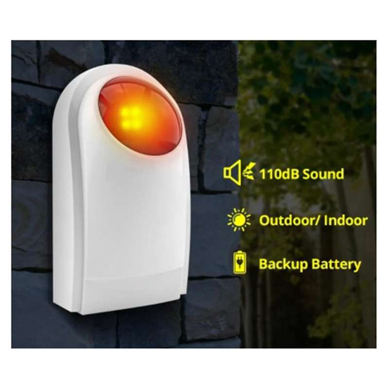 J008 110DB Indoor Outdoor Wireless Flashing Siren Strobe Light Sensor for Home Garge Alarm Security
