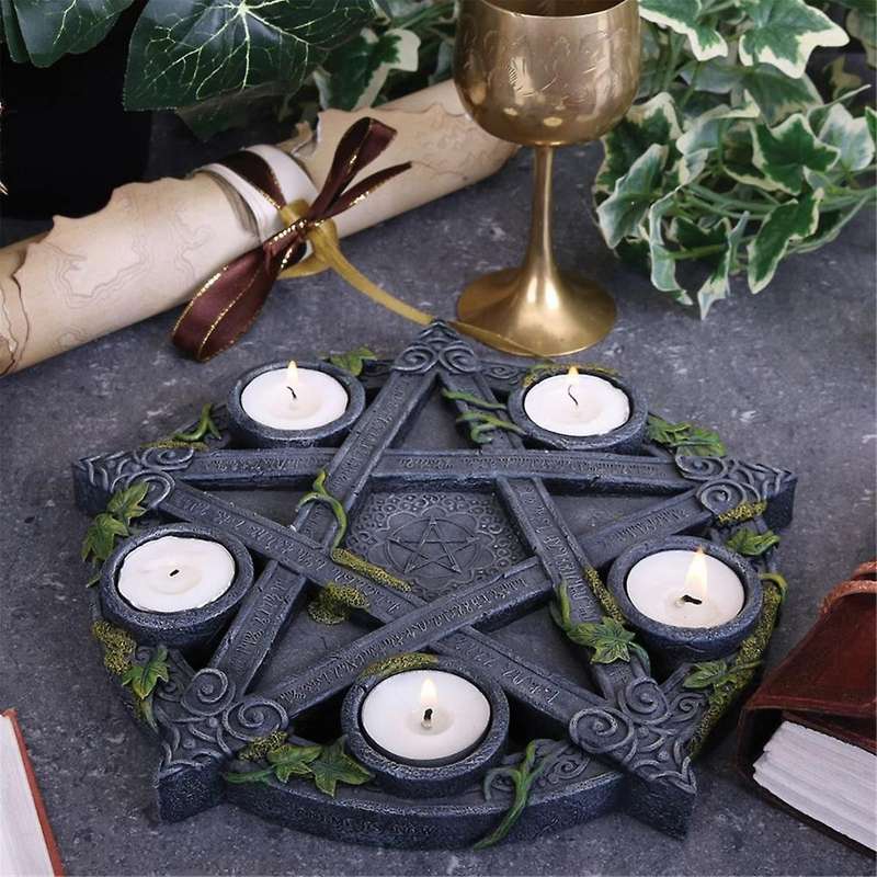 Ivy Plate Retro Candlestick Ornaments, Five-Pointed Star Candlesticks, Tarot Ornaments, Resin Craft