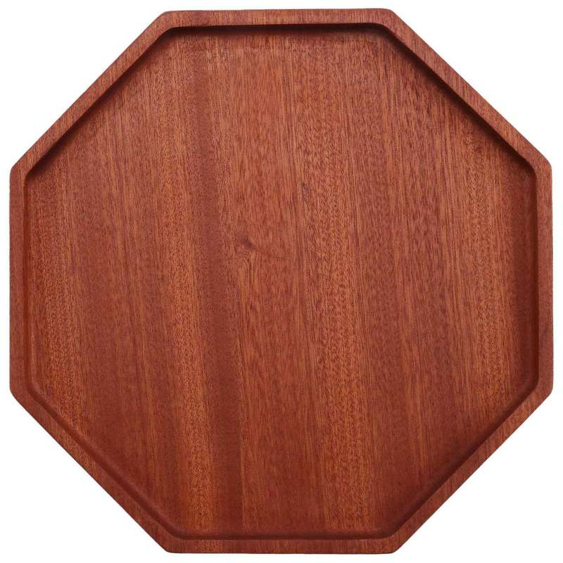Japanese Ebony Plate Simple Octagonal Dinner Plate Wooden Tray Serving Table Plate Household Deskto