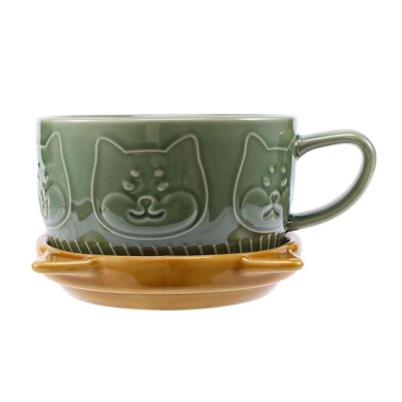 Japanese Cute Mug Ceramic Shiba Inu Panda Coffee Cup with Lid Home Couple Milk Breakfast Cup Water