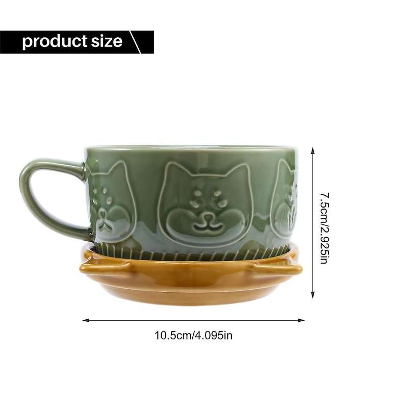Japanese Cute Mug Ceramic Shiba Inu Panda Coffee Cup with Lid Home Couple Milk Breakfast Cup Water