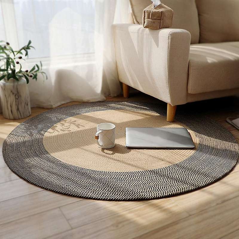 Japanese Style Woven Carpet Round Floor Mat Simple Mats Bedroom Living Room Sofa Floor Rugs(S)