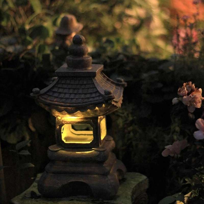Japanese Style Courtyard Decoration Resin Solar Lamp Palace Lanterns Landscape Lights Home Gardenin
