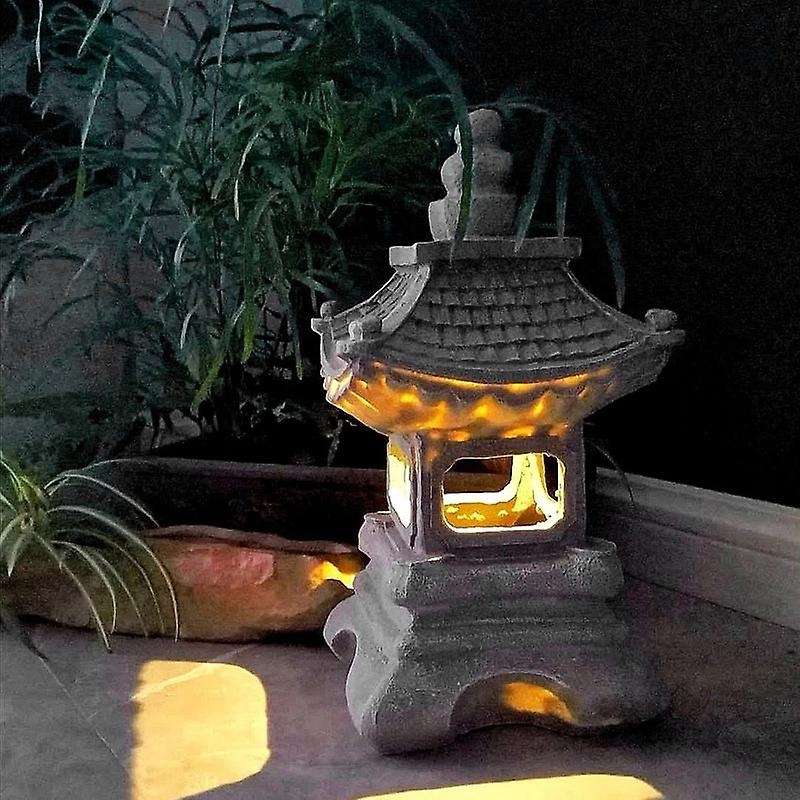 Japanese Style Courtyard Decoration Resin Solar Lamp Palace Lanterns Landscape Lights Home Gardenin