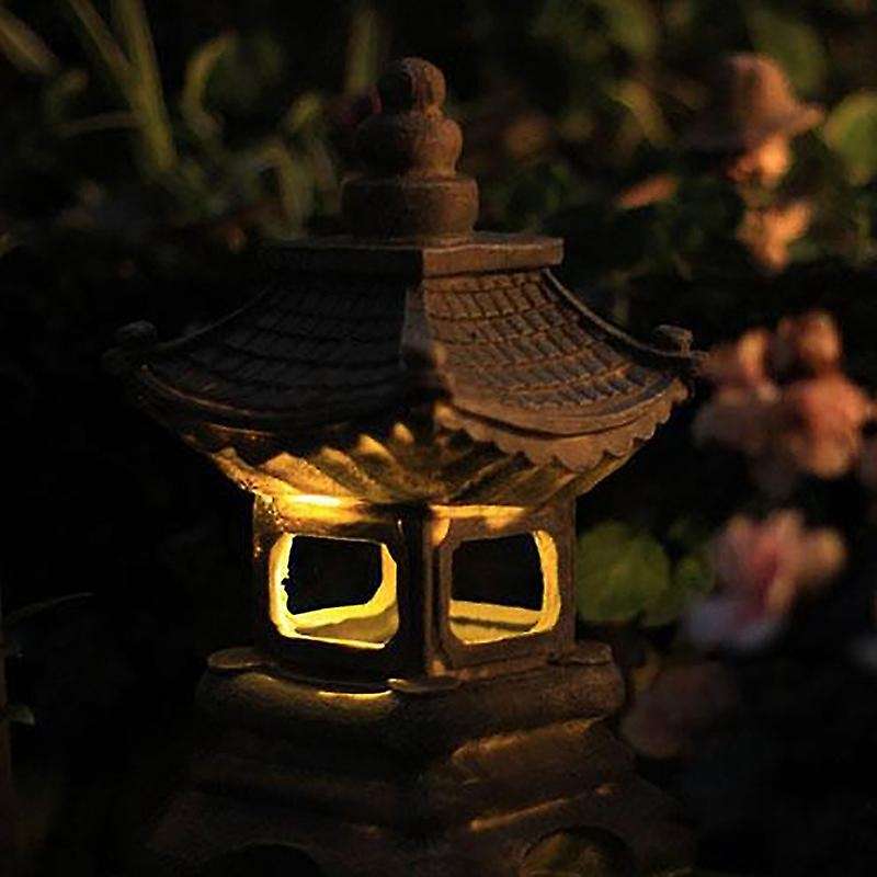 Japanese Style Courtyard Decoration Resin Solar Lamp Palace Lanterns Landscape Lights Home Gardenin