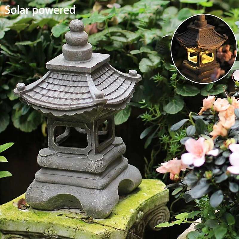 Japanese Style Courtyard Decoration Resin Solar Lamp Palace Lanterns Landscape Lights Home Gardenin