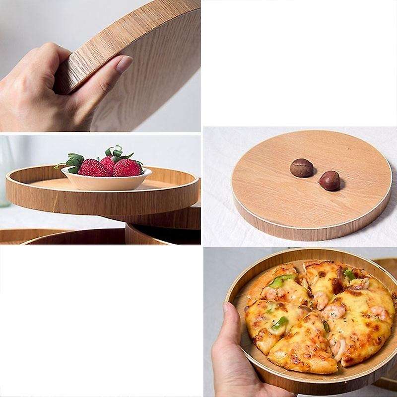 Japanese Style Round Tray Food Serving Plate Wood Snack Deseert Plate Teaboard Natural Tea Server D
