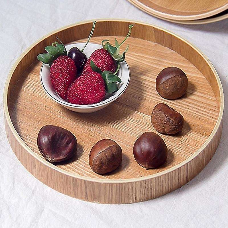 Japanese Style Round Tray Food Serving Plate Wood Snack Deseert Plate Teaboard Natural Tea Server D