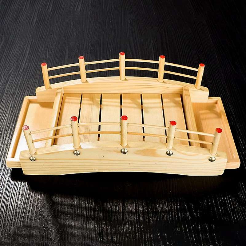 Japanese Wooden Cuisine Sushi Bridge Boats Pine Sushi Sashimi Platter Sushi Tableware Decoration Orn