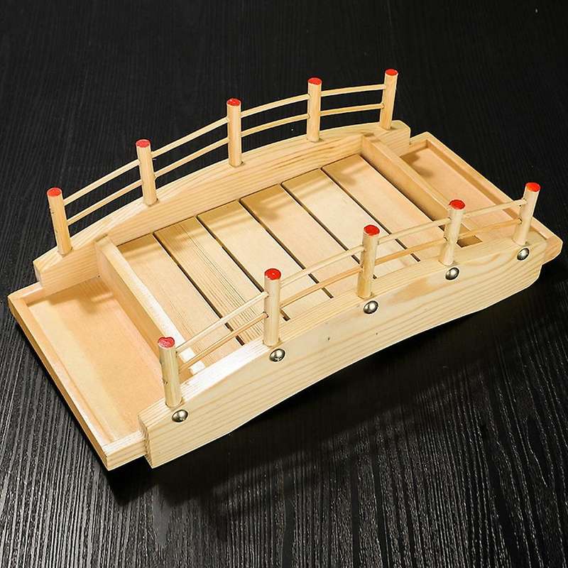 Japanese Wooden Cuisine Sushi Bridge Boats Pine Sushi Sashimi Platter Sushi Tableware Decoration Orn