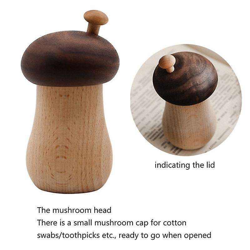 Japanese Toothpick Box Cotton Swab Stick Tube Small Mushroom Beech Wood High-End Simple Household Pr