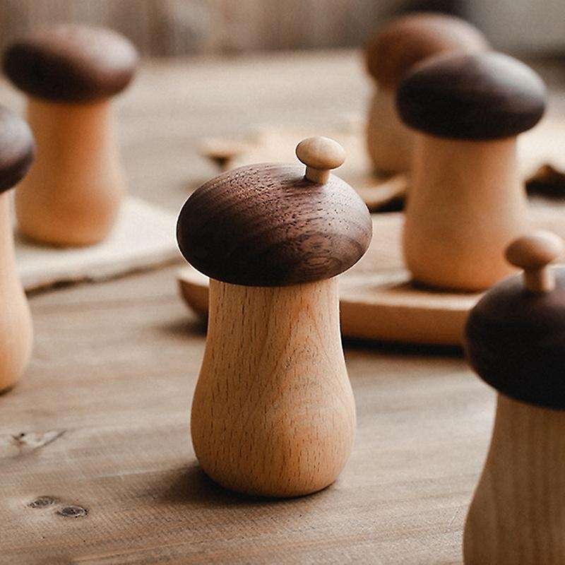 Japanese Toothpick Box Cotton Swab Stick Tube Small Mushroom Beech Wood High-End Simple Household Pr