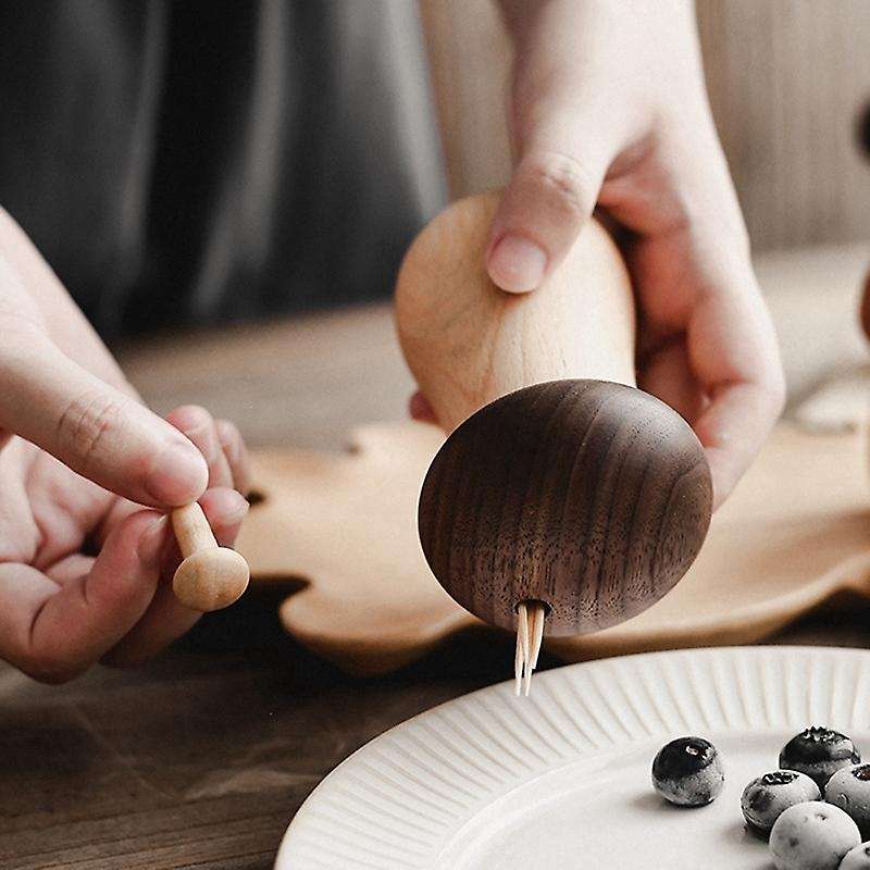 Japanese Toothpick Box Cotton Swab Stick Tube Small Mushroom Beech Wood High-End Simple Household Pr
