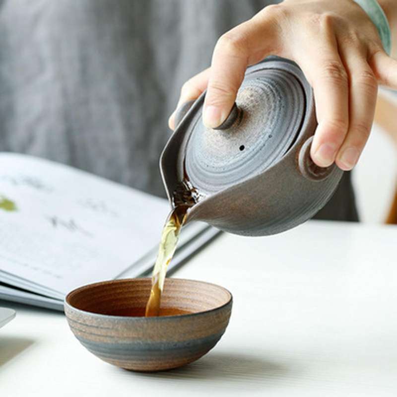 Japanese-Style Portable Travel Tea Set Handmade Guest Cup Retro Quick Guest Cup a Cup of a Pot