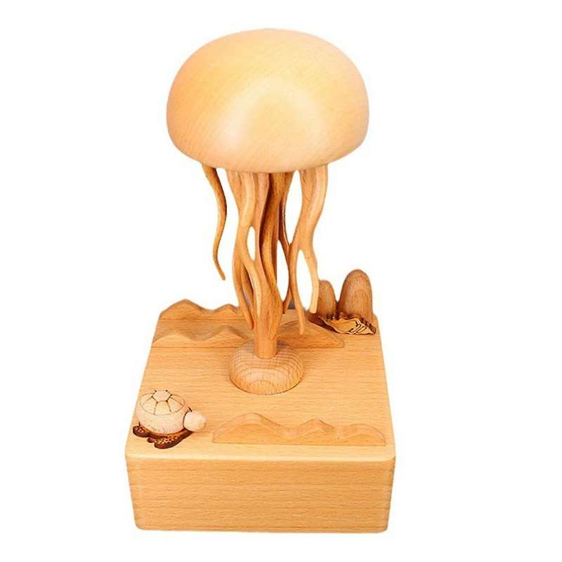 Jellyfish Wood Music Box for Valentine's Day Gift Christmas for Teen Girls Enchanting Ocean Symphony