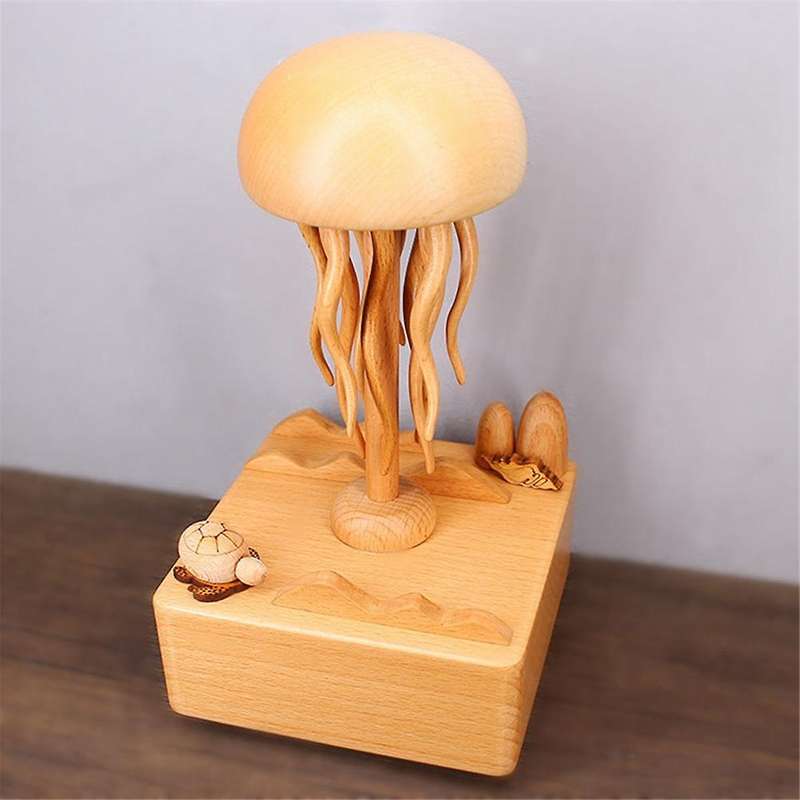 Jellyfish Wood Music Box for Valentine's Day Gift Christmas for Teen Girls Enchanting Ocean Symphony