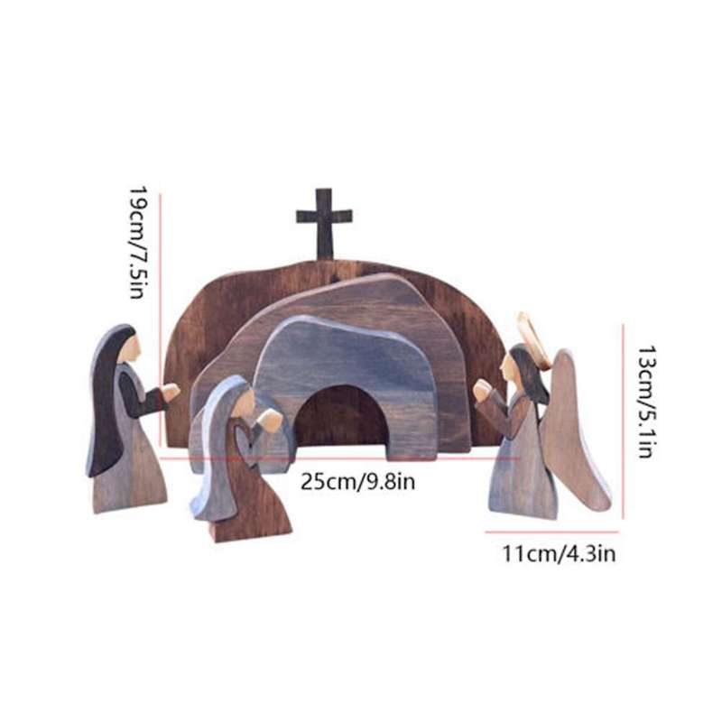 Jesus Statue Decoration Wooden Nativity Statue Set Easter Crafts