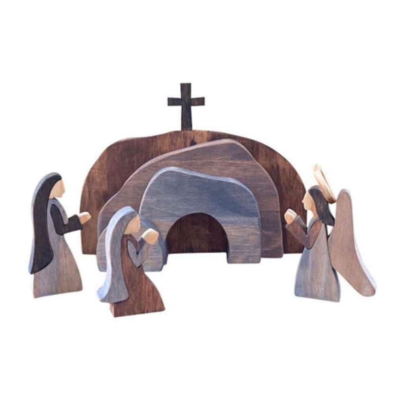 Jesus Statue Decoration Wooden Nativity Statue Set Easter Crafts