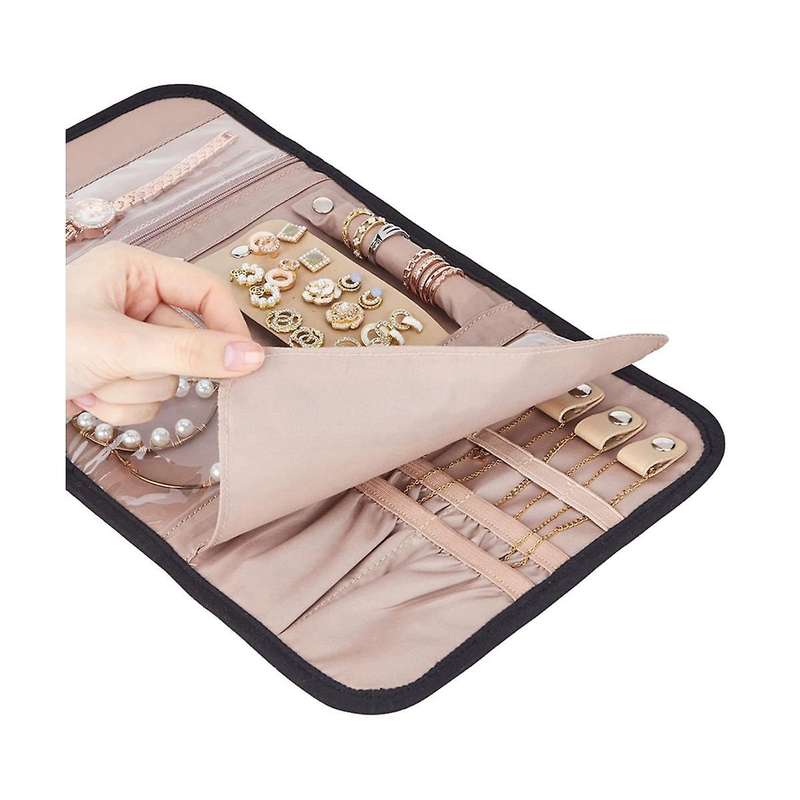 Jewelry Organizer Roll Foldable Jewelry Storage Bag Portable Travel Jewelry Case Soft Earrings Brace