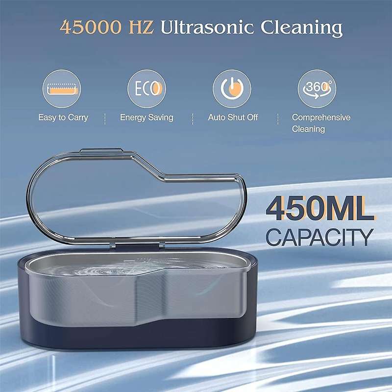 Jewelry Cleaner, 450ml Professional Ultrasonic Cleaning Machine for All Jewelry, 45khz Portable Hou