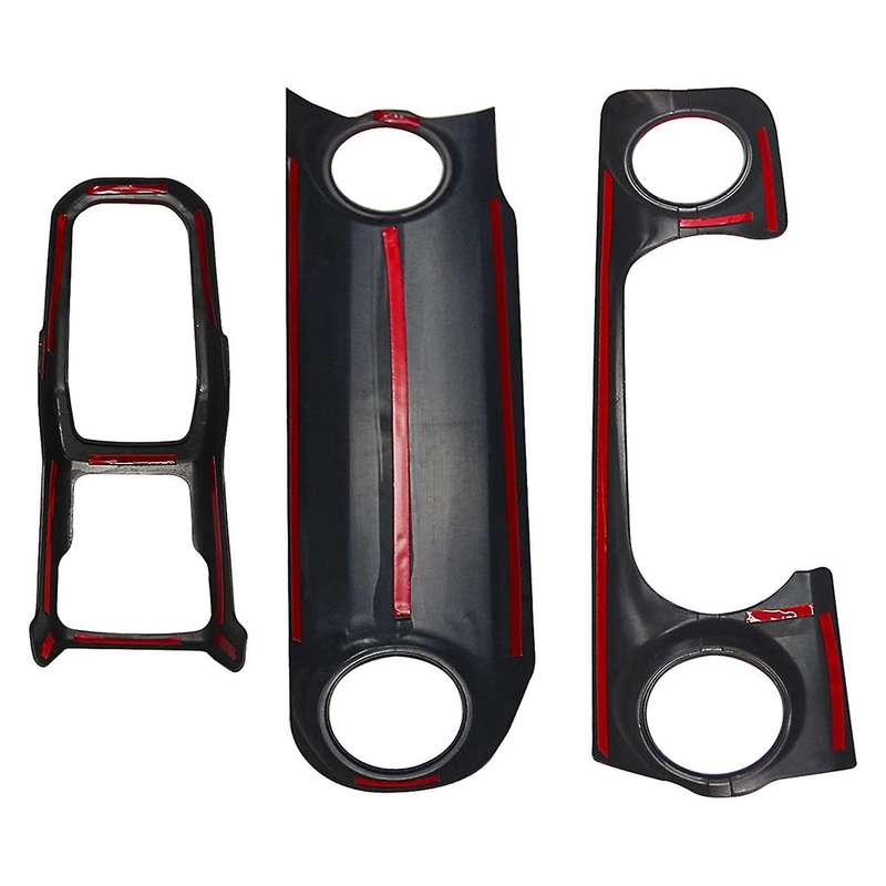 JL Center Console Panel Dashboard Cover Trim for Wrangler JL 2018-2021/ JT 2020 Accessories (Red)