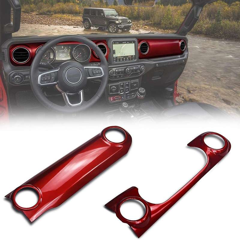 JL Center Console Panel Dashboard Cover Trim for Wrangler JL 2018-2021/ JT 2020 Accessories (Red)