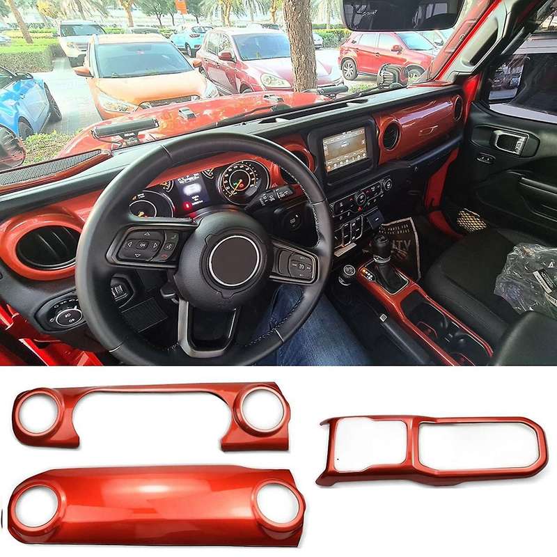 JL Center Console Panel Dashboard Cover Trim for Wrangler JL 2018-2021/ JT 2020 Accessories (Orange