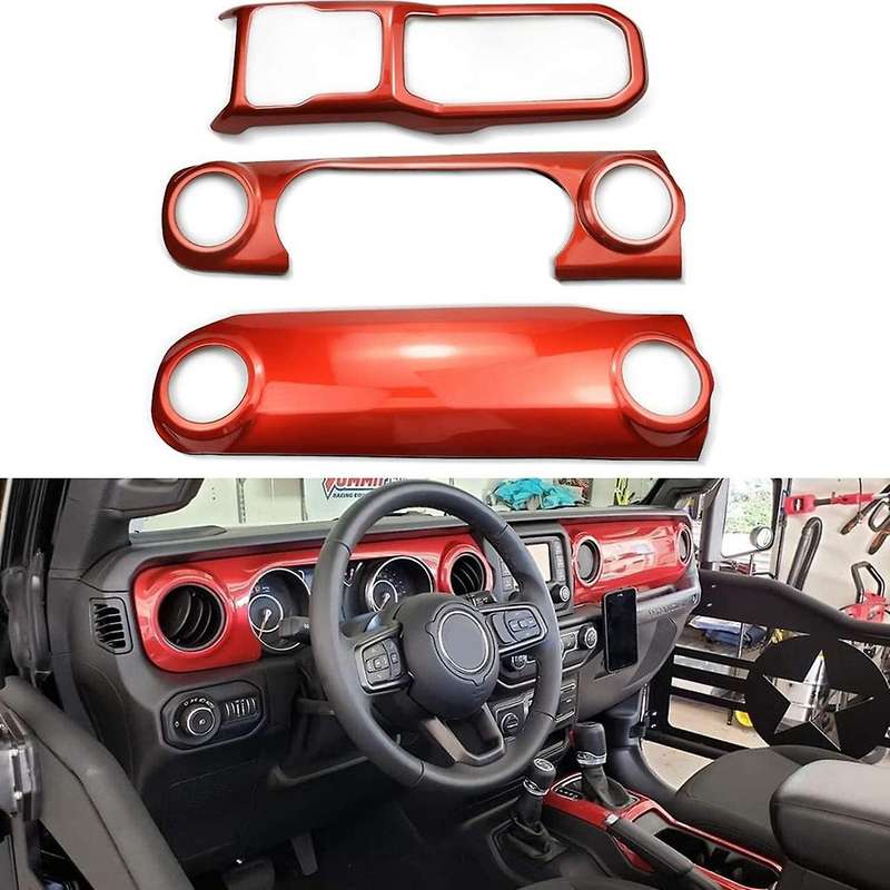 JL Center Console Panel Dashboard Cover Trim for Wrangler JL 2018-2021/ JT 2020 Accessories (Orange