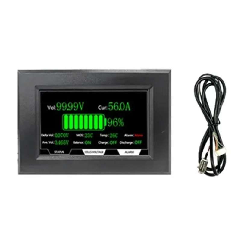 JKBMS Accessory 4.3 Inch LCD Display Suitable for All JK BMS Models Cable120cm with 4 Fixed Screws