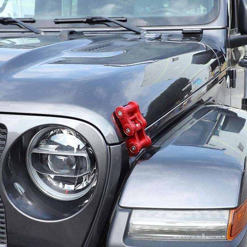 JL Hood Latches, Aluminum Car Hood Catch Set for 2018-2021 JL JLU & 2020-2021 JT ,Red