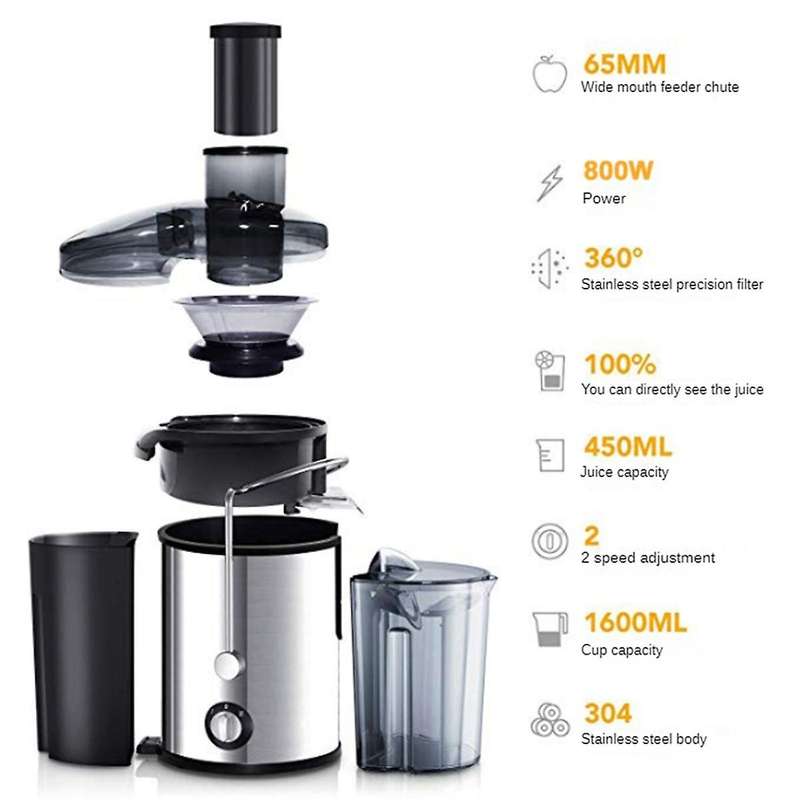 Juicer 800W Juicer Machine for Whole Fruits Extractor with 3 Speeds Household Juice Separation Juice