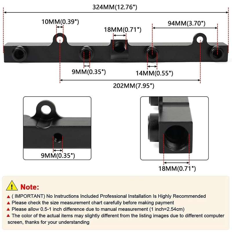 K Series High Fuel Rail with Fuel Pressure Gauge Kit for K Swap K20 K24 Engine Booster Fuel Rail