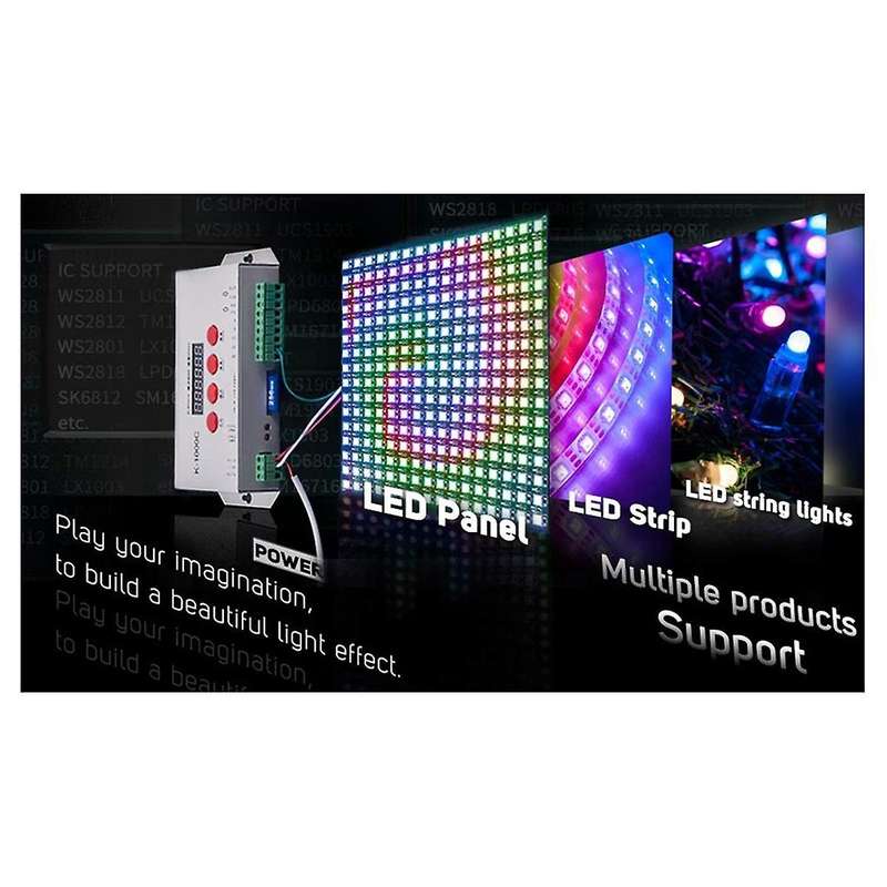 K1000C SD Card Controller RGB Controller WS2801 WS2811 WS2812B LPD6803 LED 2048 Pixels Program Cont