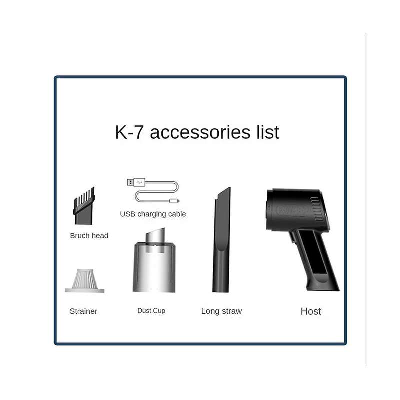 K7 Car Vacuum Cleaner 9000pa Super Suction Household Portable Wireless Charging Handheld Keyboard V